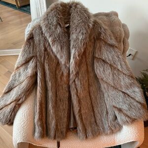 Brown and Gray Faux Fur Coat Size M